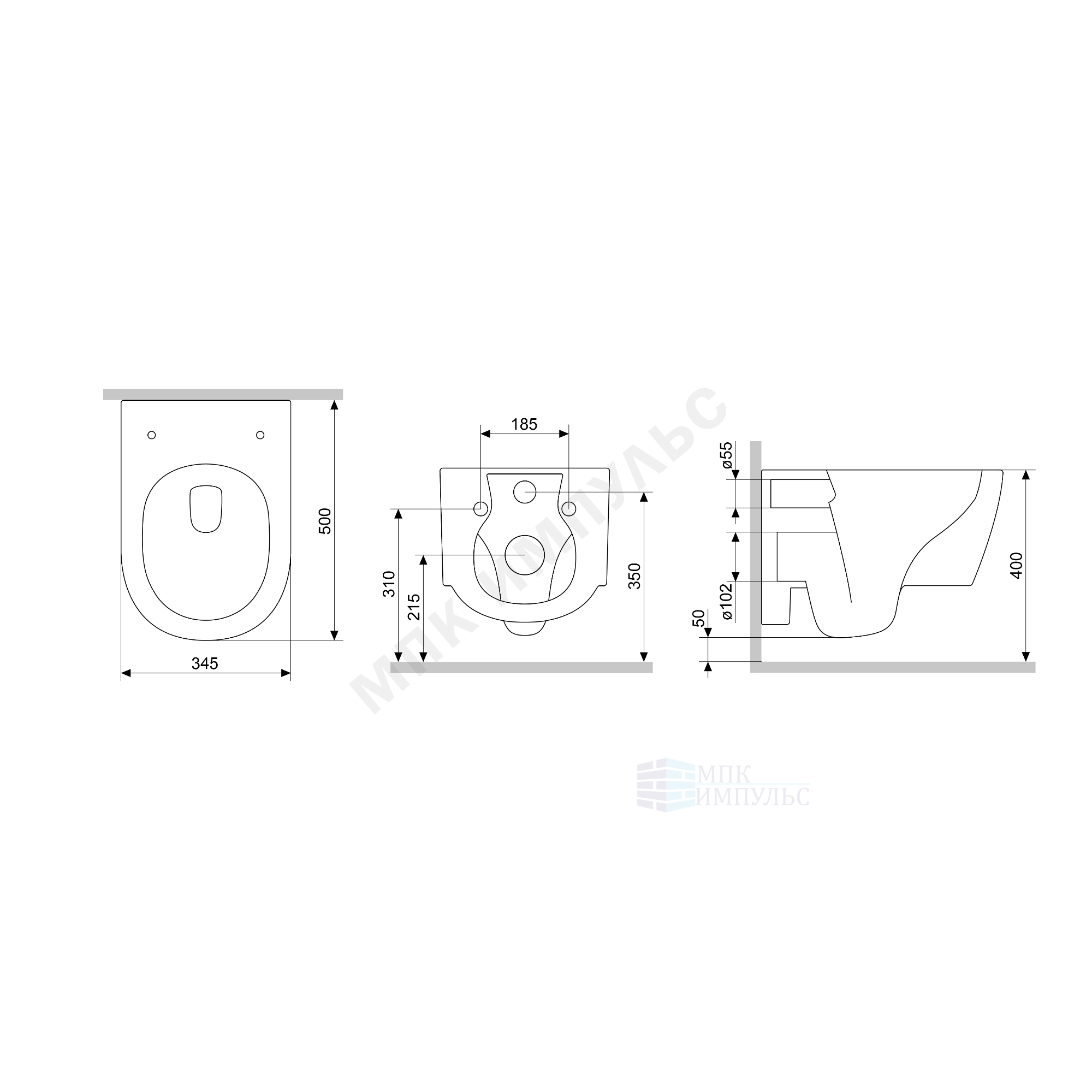 Унитаз подвесной горизонтальный выпуск с сиденьем дюропласт микролифт белый Jupiter AM.PM DX77C1700SC — изображение 2