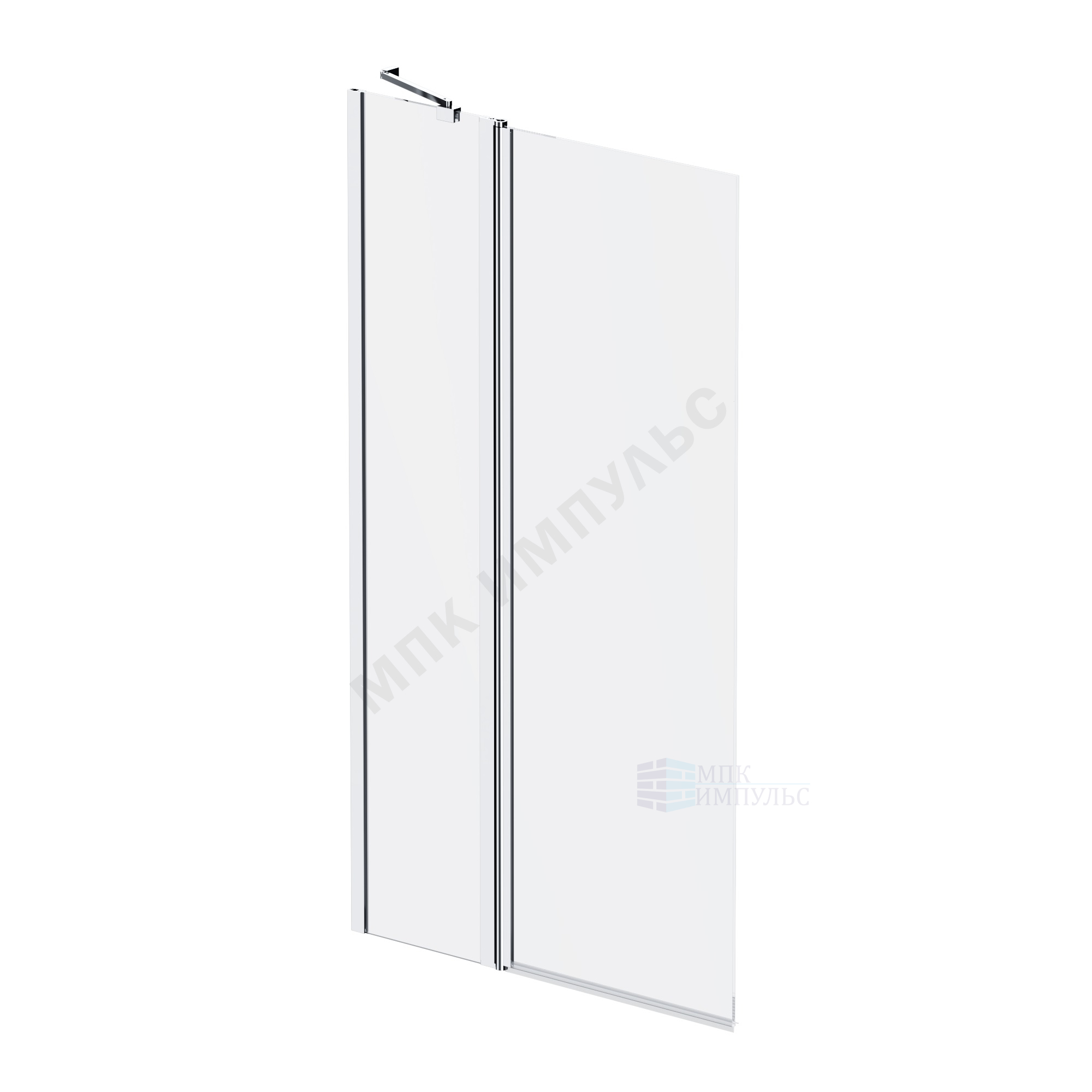 Стенка душевая для ванн Gem 140х80см поворотная с неподвижным элементом