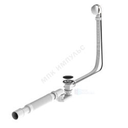 Слив-перелив для ванны плоский полуавтоматический (тросик) 1 1/2"x40 с гофрой 40/50 слив клапан, пробка D=45мм AM.PM W90A-000-OFI