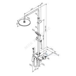 Система душевая с одноручным смесителем черный Jupiter Damixa 977770300