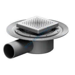 Трап нерегулируемый с гидрозатвором+механический сухой затвор Дн 50 с нержавеющей решёткой 93х93мм горизонтальный выпуск MasterFlow AM.PM W01BD-P11-010-01SB