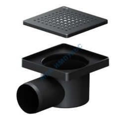 Трап нерегулируемый с гидрозатвором Дн 50 с нержавеющей решёткой 95х95мм горизонтальный выпуск PrimeFlow AM.PM W02BD-P11-010-01BM