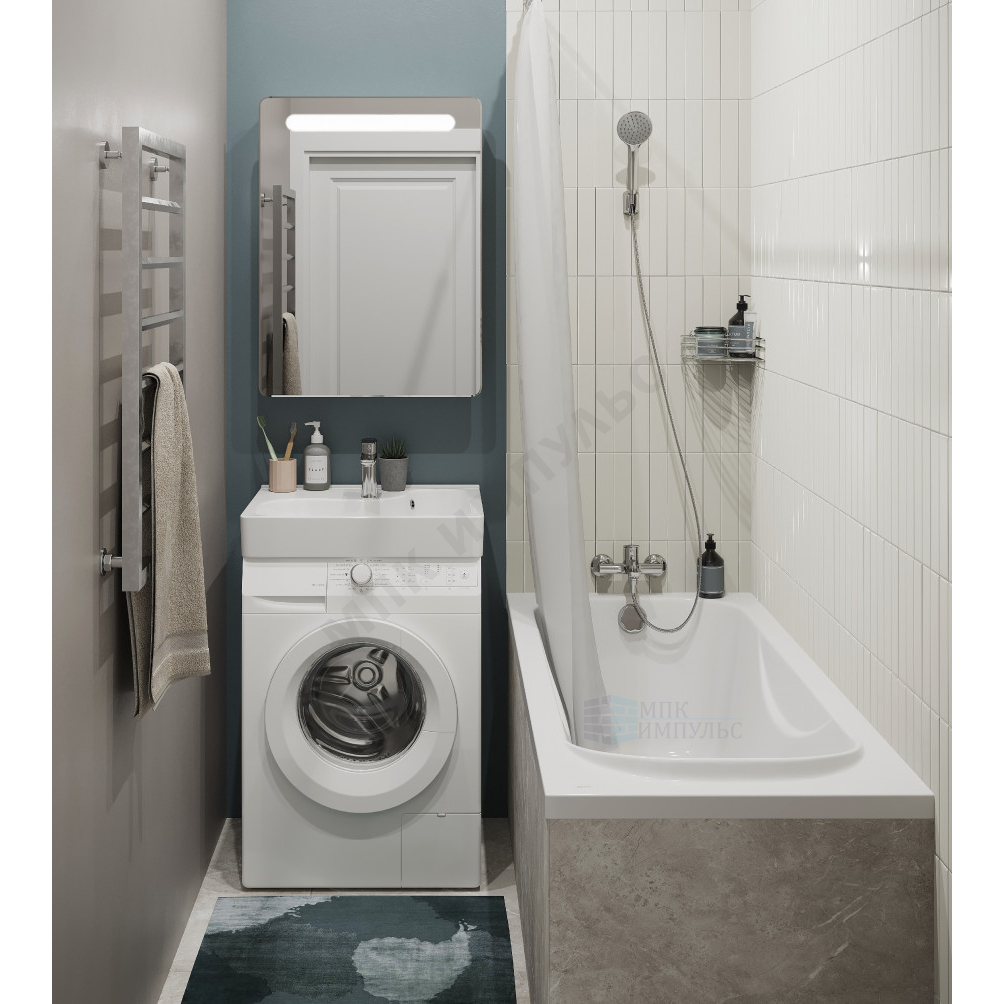 Умывальник подвесной над стиральной машиной Клио 50 1 отверстие под смеситель по центру с кронштейнами, без сифона белый Santek 1.WH50.1.770 — изображение 5