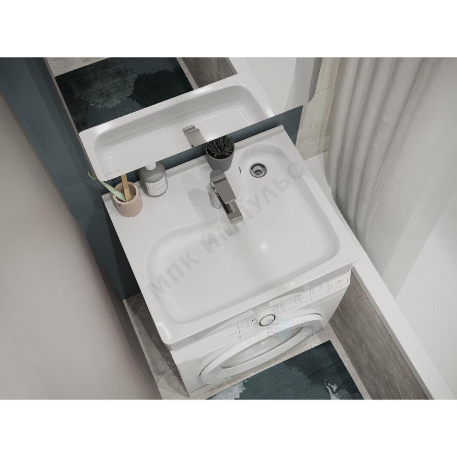 Умывальник подвесной над стиральной машиной Клио 50 1 отверстие под смеситель по центру с кронштейнами, без сифона белый Santek 1.WH50.1.770 — изображение 6