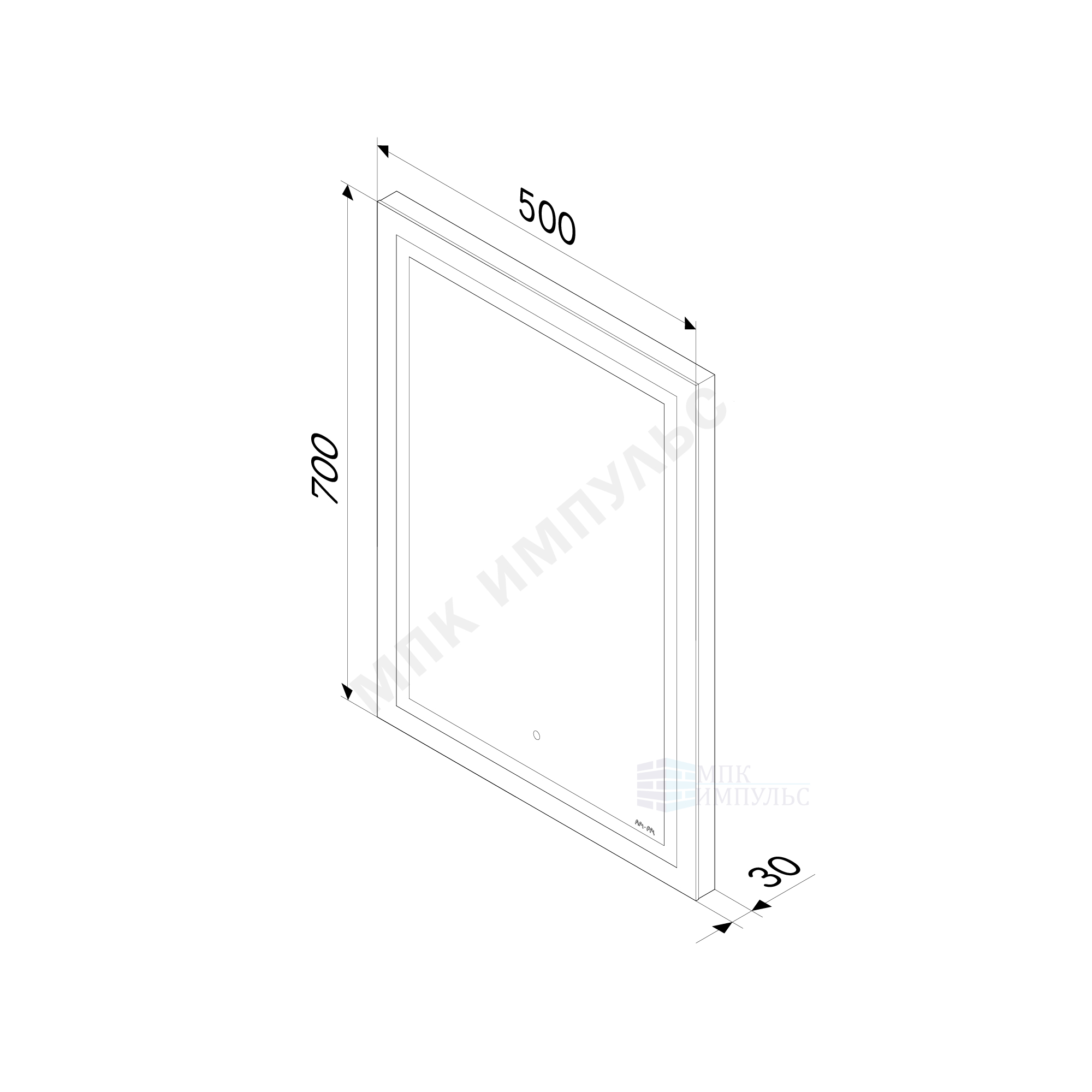Зеркало прямоугольное 50х70 с подсветкой, сенсорное AM.PM M91AMOX0501WG — изображение 2