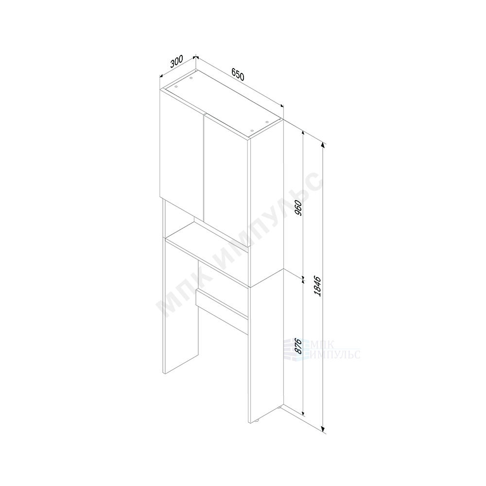 Шкаф напольный, над стиральной машиной с дверками и открытой полкой X-Joy 65 белый AM.PM M85CSX06521WG1 — изображение 2