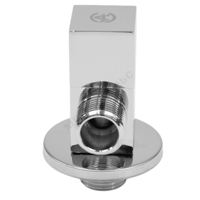 Клапан (вентиль) латунь бытовой хром угловой с отражателем 1078 G1/2"х3/8" Ру16 НР маховик квадратный в блистере Aquasfera 1078-13 — изображение 2