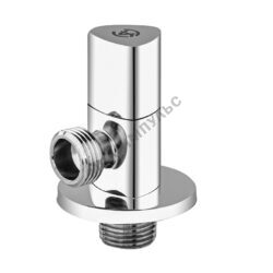 Клапан (вентиль) латунь бытовой хром угловой с отражателем 1070 G1/2"х3/8" Ру16 НР маховик треугольный в блистере Aquasfera 1070-13