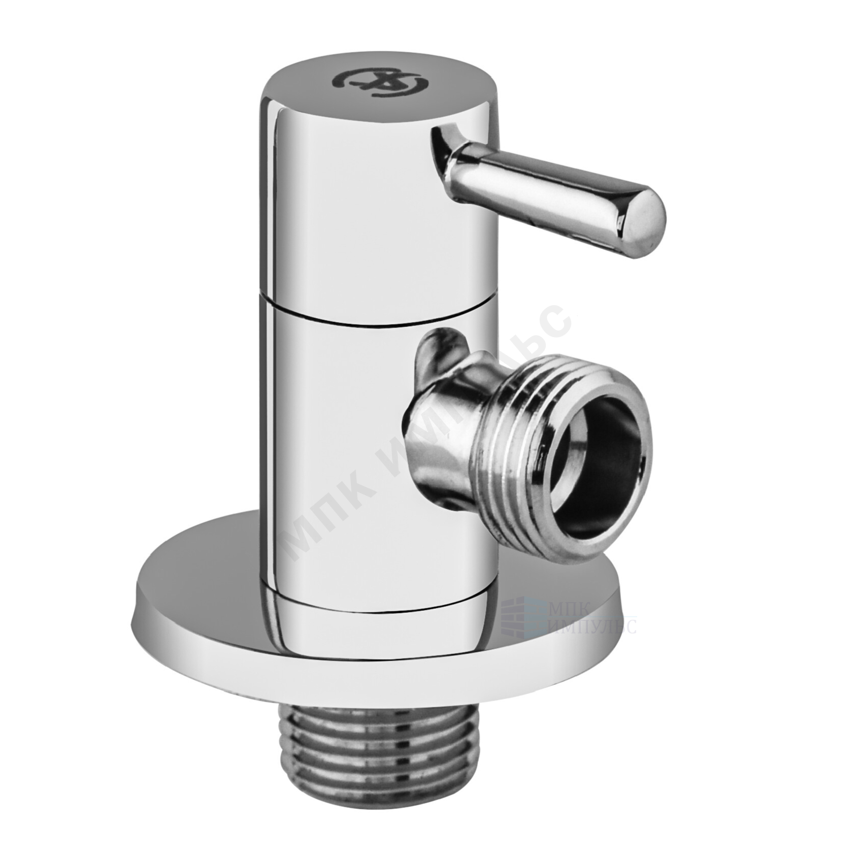 Клапан (вентиль) латунь бытовой хром угловой с отражателем 1073 G1/2"х3/8" Ру16 НР флажок в блистере Aquasfera 1073-13 — изображение 3