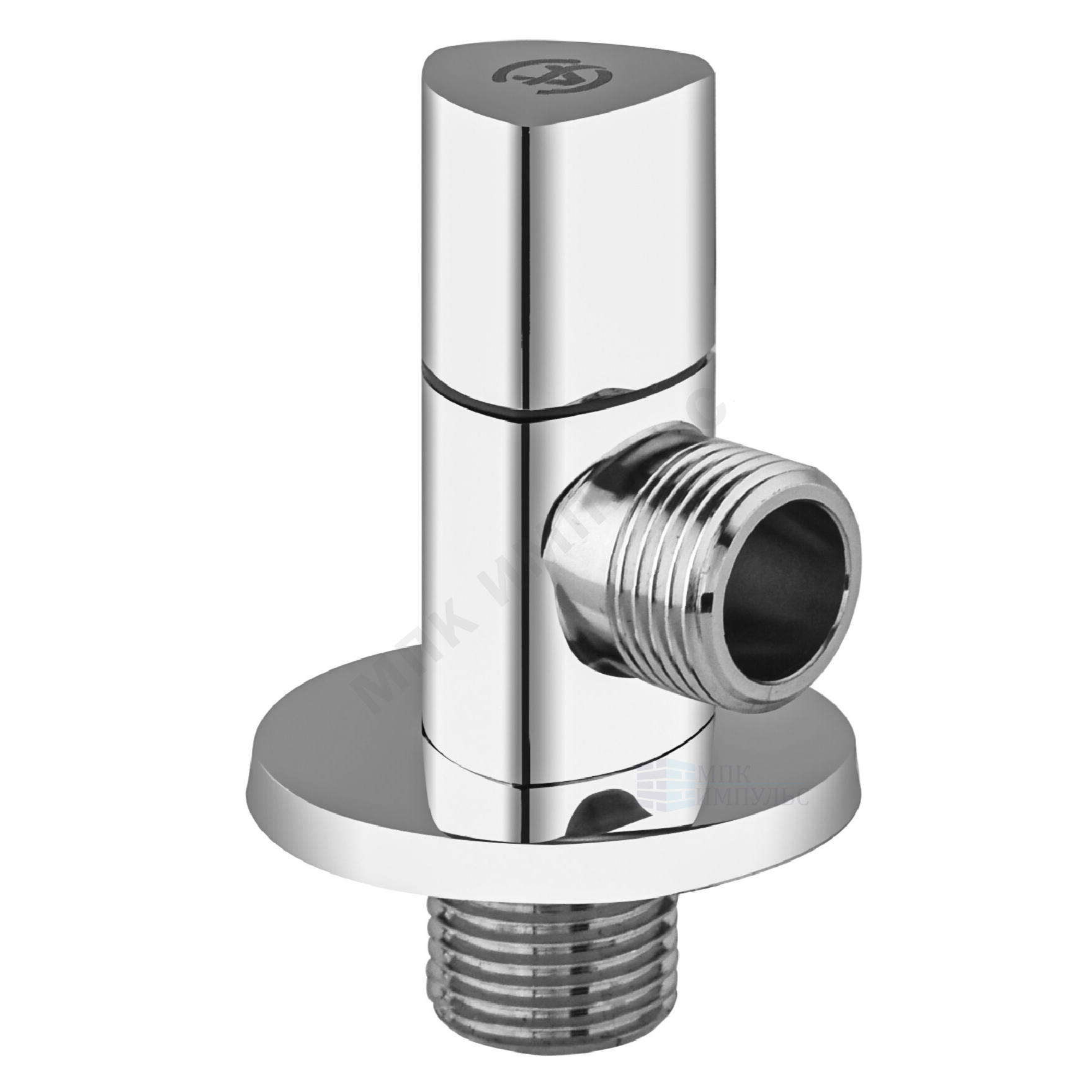 Клапан (вентиль) латунь бытовой хром угловой с отражателем 1076 G1/2"х3/4" Ру16 НР маховик треугольный Aquasfera 1076-02 — изображение 7