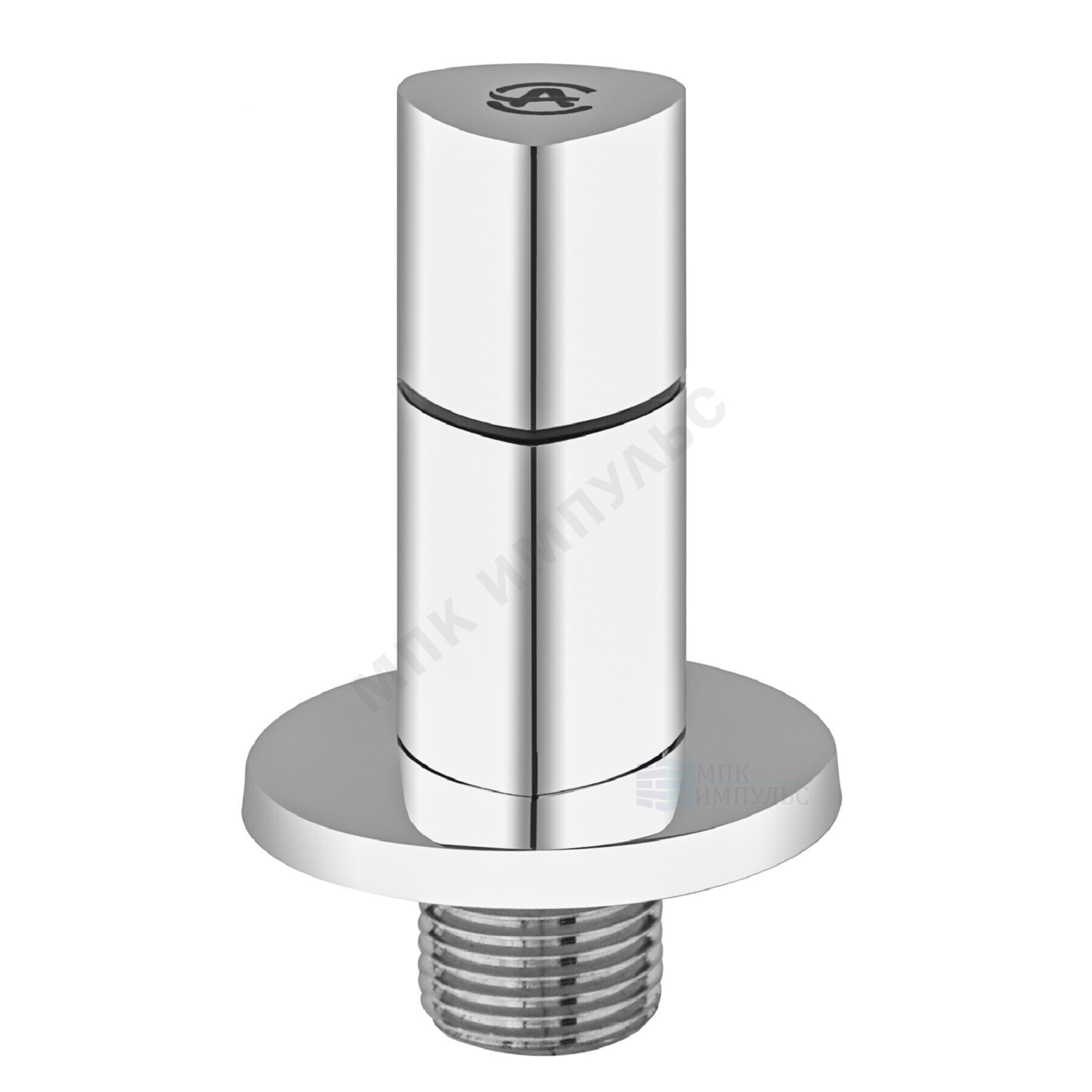 Клапан (вентиль) латунь бытовой хром угловой с отражателем 1076 G1/2"х3/8" Ру16 НР маховик треугольный в блистере Aquasfera 1076-13 — изображение 2