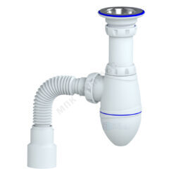 Сифон для умывальника бутылочный 1 1/4"x32 с гофрой 32х40/50 выпуск с нержавеющей решёткой Unicorn M222