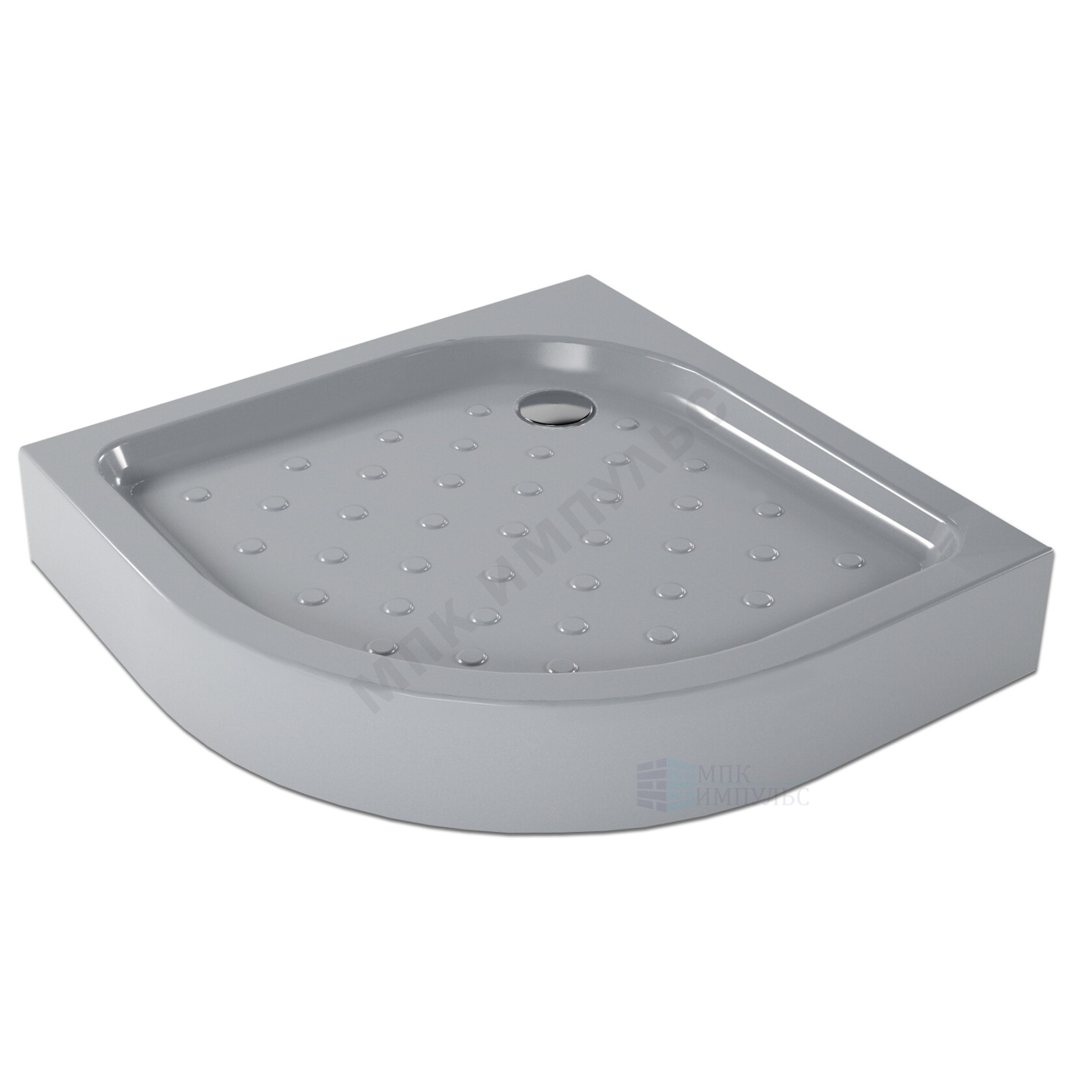 Поддон душевой акриловый четверть круга Classic Grey N 800х800х160 с противоскользящим покрытием серый МетаКам АПS_016954