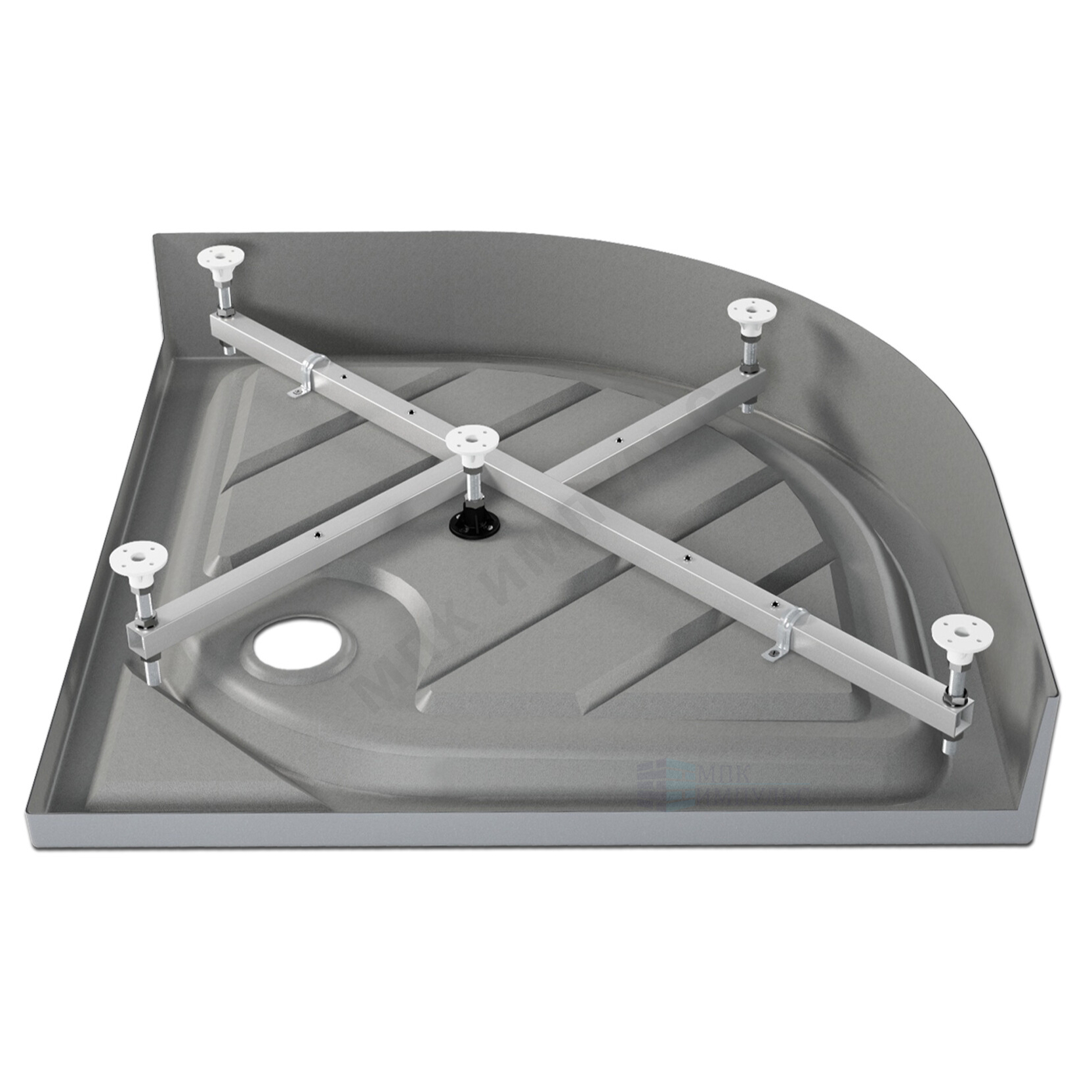 Поддон душевой акриловый четверть круга Classic Grey N 800х800х160 с противоскользящим покрытием серый МетаКам АПS_016954 — изображение 2
