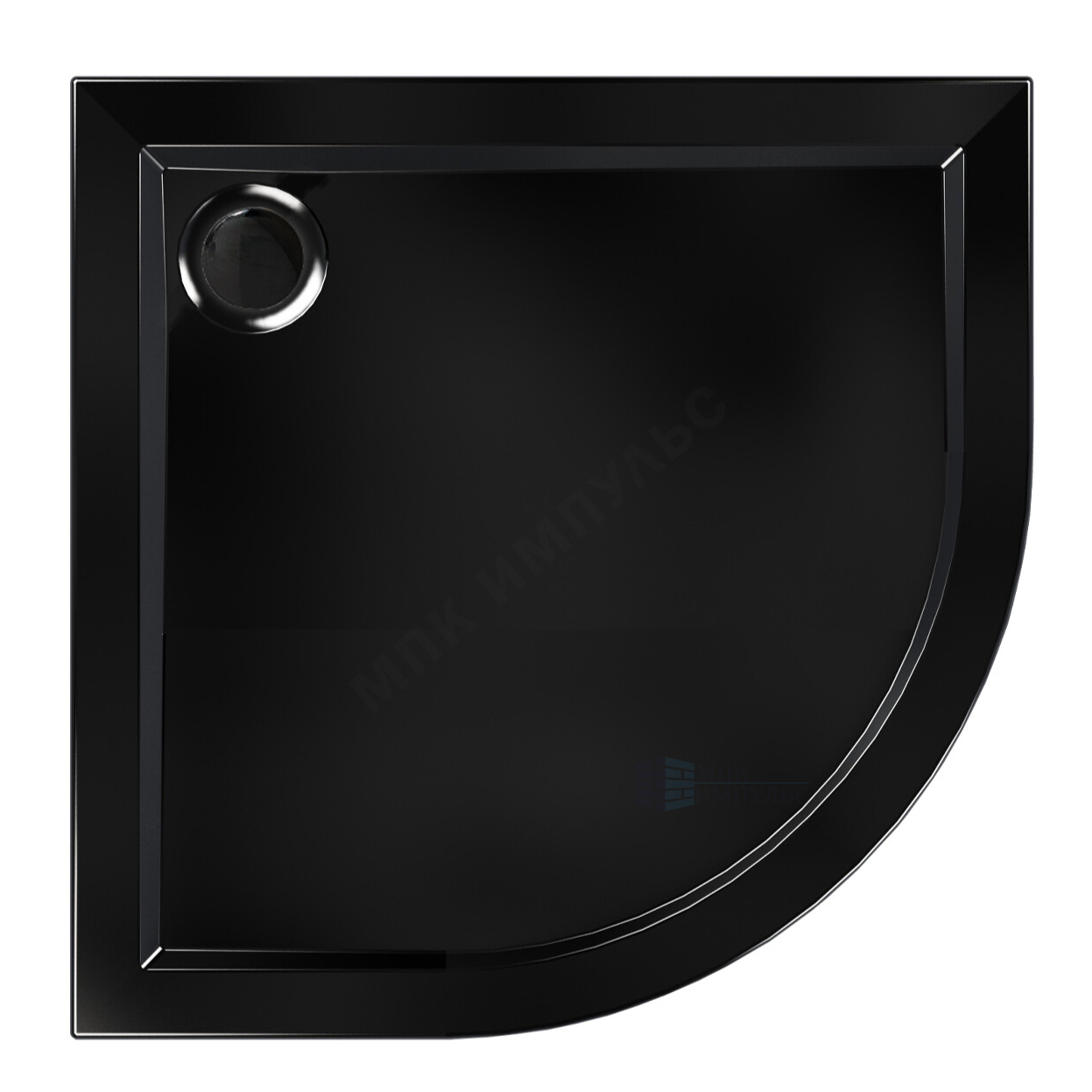 Поддон душевой акриловый четверть круга Joy Black 800х800х140 гладкий черный МетаКам АПS_015437