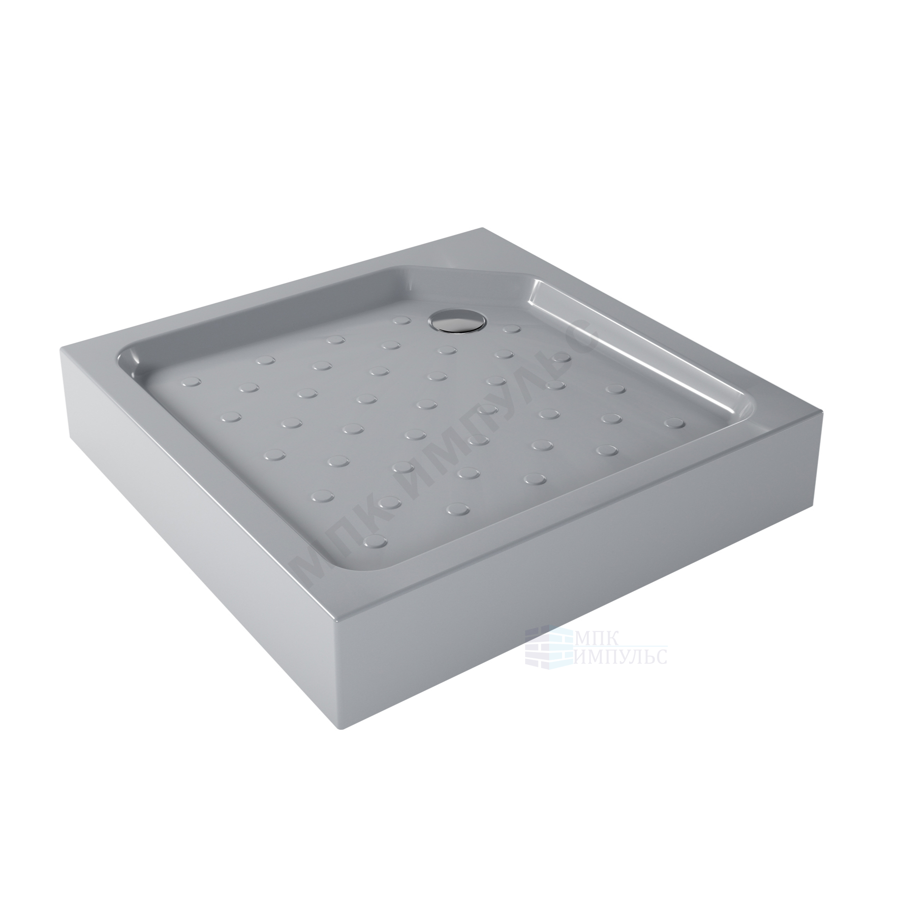 Поддон душевой акриловый квадрат Universal Grey N 900х900х160 с противоскользящим покрытием серый МетаКам АПS_016957