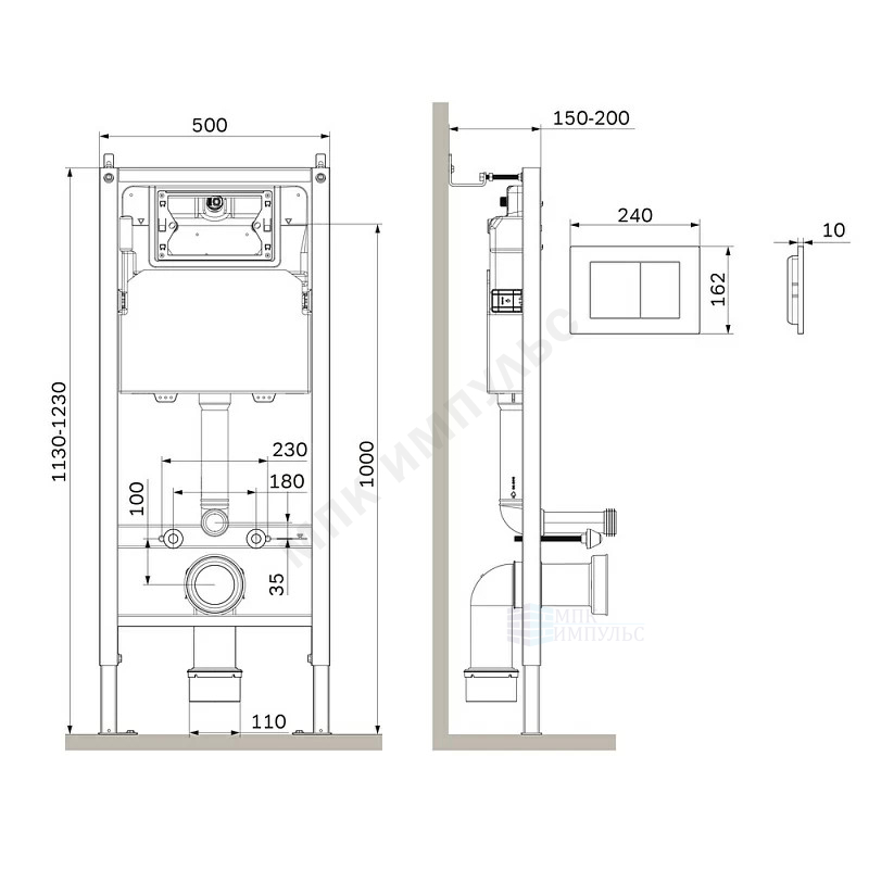 Инсталляция для подвесного унитаза с кнопкой смыва белая глянцевая PrimeFit PrimeFit S AM.PM I012709.0201 — изображение 2