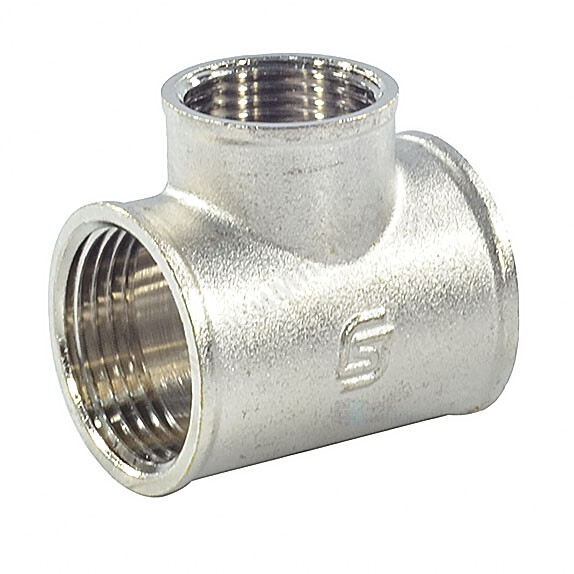 Тройник латунь никель переходной Ду 25х20х25 (1"х3/4"х1") ВР/ВР SantechSystems 1