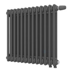 Радиатор трубчатый Bataria 2-1500 11 секций с т/клапаном с нижней подводкой ВР G 1/2" с кронштейнами RAL 9005 (черный) матовый КЗТО