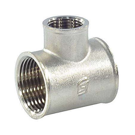 Тройник латунь никель переходной Ду 25х15х25 (1"х1/2"х1") ВР/ВР SantechSystems 1