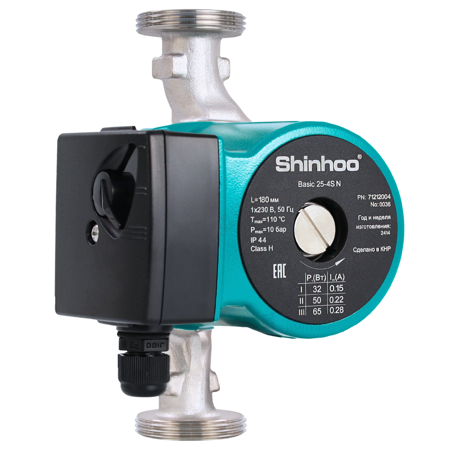 Насос циркуляционный с мокрым ротором BASIC 25-12 N 180 PN10 1х230В/50 Гц Shinhoo 71223001