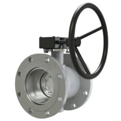 Затвор дисковый поворотный трехэксцентриковый сталь ПДЗ.Ф.Р.350.016.02.L Ду 350 Ру16 фл с редуктором диск нерж манжета 12Х18Н10Т LD 6-0350.16-1120-000-RL0