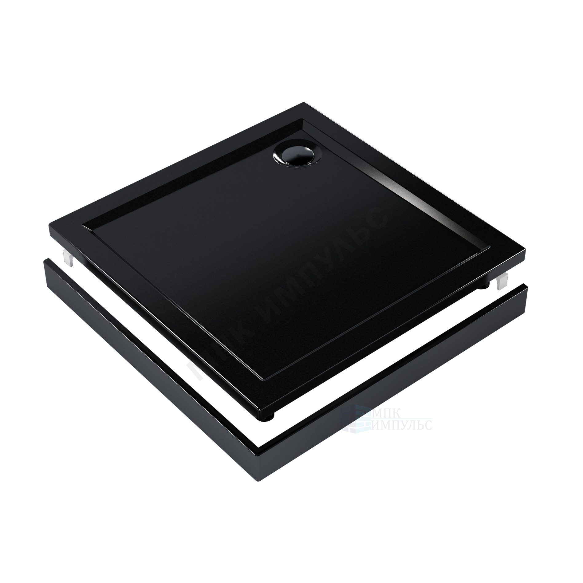 Поддон душевой акриловый квадрат Apart Black 900х900х140 гладкий черный МетаКам АПS_015432 — изображение 4