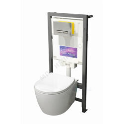 Комплект 4 в 1 инсталляция + кнопка смыва хром + унитаз подвесной сиденье дюропласт микролифт белый Galaxy SLM Rimless Sanita Luxe Set.SL.Galaxy.RML.SLM.DM/OLI.SM.CH.G.S2