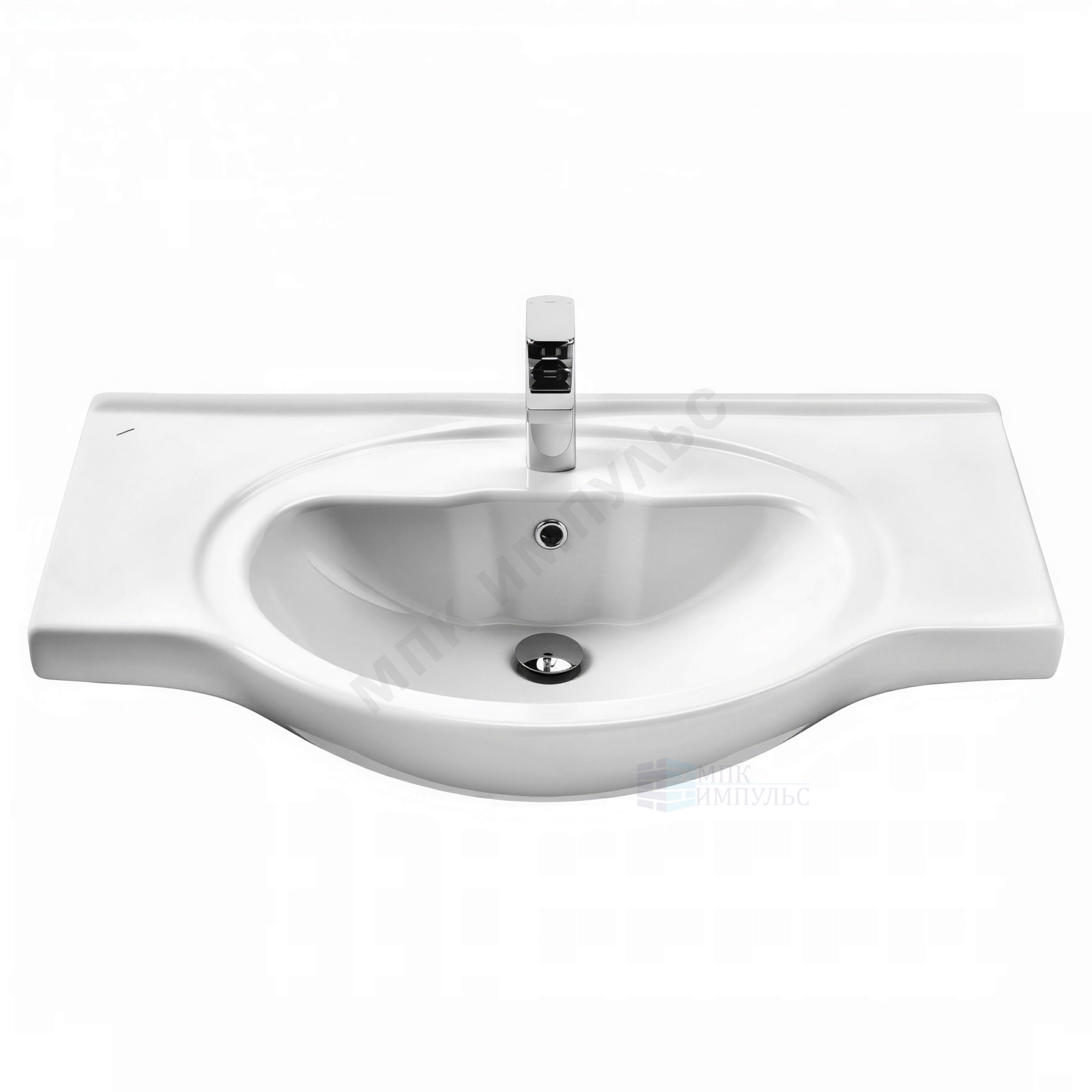 Умывальник мебельный Сенеж 87 1 отверстие под смеситель по центру белый Santek 1.WH11.0.265 — изображение 2