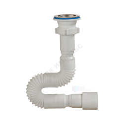 Сифон для умывальника/мойки гофрированный 1 1/2"x40/50 L=360-850мм выпуск с нержавеющей решёткой D=70мм Орио А-3017