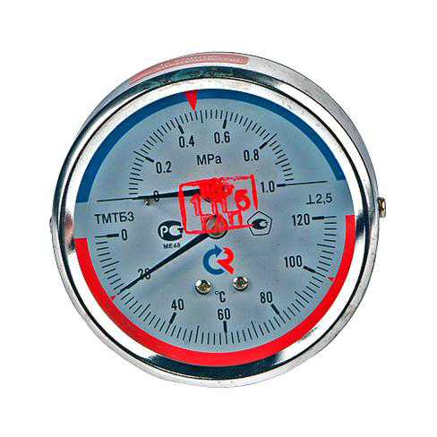 Термоманометр ТМТБ-31Т.1 осевой Дк80 0-2,5 МПа L=46мм G1/2" 120С Росма 00000034456 — изображение 2