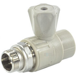 Кран шаровой PP-R серый Дн 25х1/2" НР прямой для радиатора VALFEX 10149125Г
