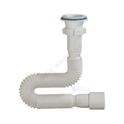 Сифон для умывальника гофрированный 1 1/2"x40/50 L=320-650мм выпуск с пластиковой решёткой D=70мм Орио А-7015