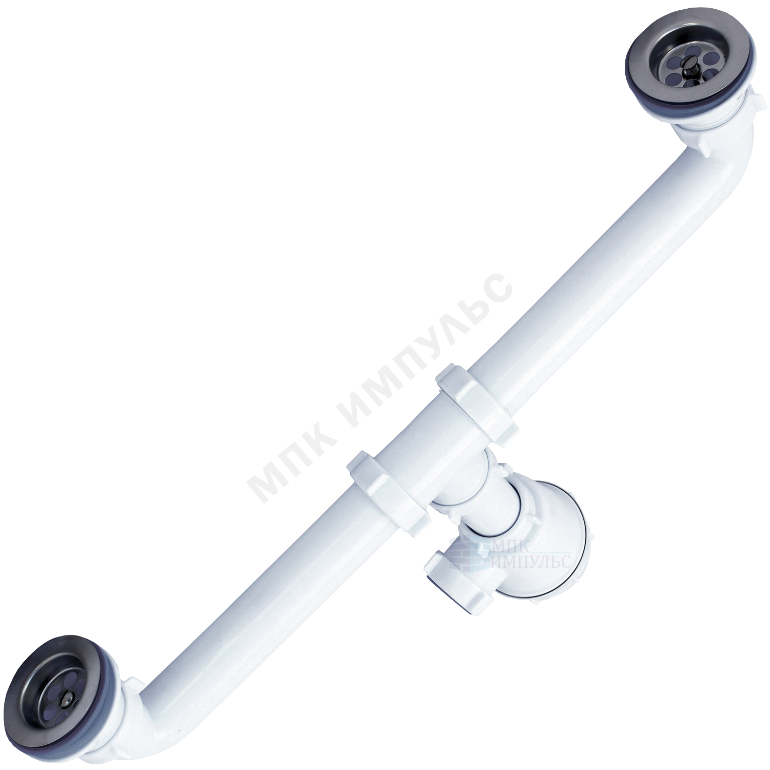 Сифон для кухонной мойки с двумя чашами бутылочный 1 1/2"x40 выпуск с нержавеющей решёткой D=70мм Ани Грот АНИ Пласт A3000 — изображение 2