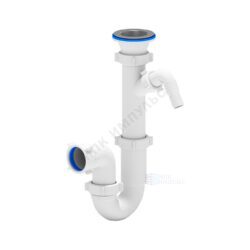 Сифон для умывальника/мойки трубный 1 1/2"x40 с отводом (штуцером) выпуск с нержавеющей решёткой D=70мм АНИ Пласт D1000