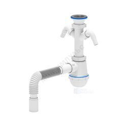 Сифон для умывальника/мойки бутылочный 1 1/2"x40 с гофрой 40х40 с 2-мя отводами (штуцерами) выпуск с нержавеющей решёткой D=70мм Ани Грот АНИ Пласт A1105