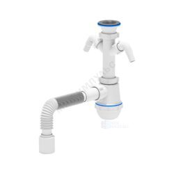 Сифон для умывальника/мойки бутылочный 1 1/2"x40 с гофрой 40х50 с 2-мя отводами (штуцерами) выпуск с нержавеющей решёткой D=70мм Ани Грот АНИ Пласт A1110