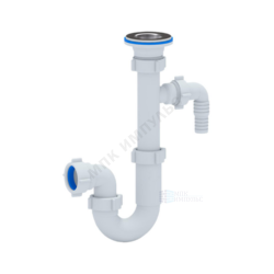 Сифон для умывальника трубный 1 1/4"x32 с отводом (штуцером) выпуск с нержавеющей решёткой D=65мм АНИ Пласт DB1300