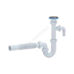 Сифон для умывальника трубный 1 1/4"x32 с гофрой 32х40 с отводом (штуцером) выпуск с нержавеющей решёткой D=65мм АНИ Пласт DB1310