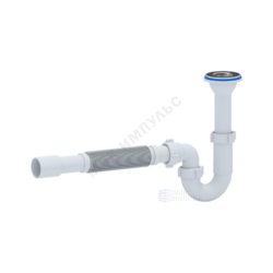 Сифон для умывальника трубный 1 1/4"x32 с гофрой 32х32/40 литой выпуск с нержавеющей решёткой D=65мм АНИ Пласт DB2015