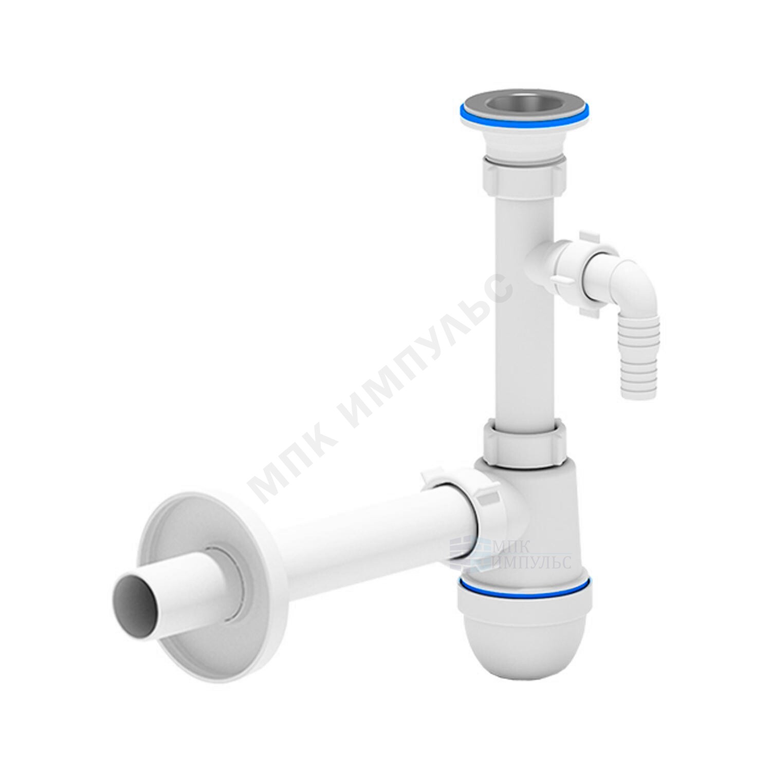 Сифон для умывальника/мойки бутылочный 1 1/4"x40 с прямой трубкой 40 с отводом (штуцером) выпуск с нержавеющей решёткой D=65мм Ани АНИ Пласт C1304