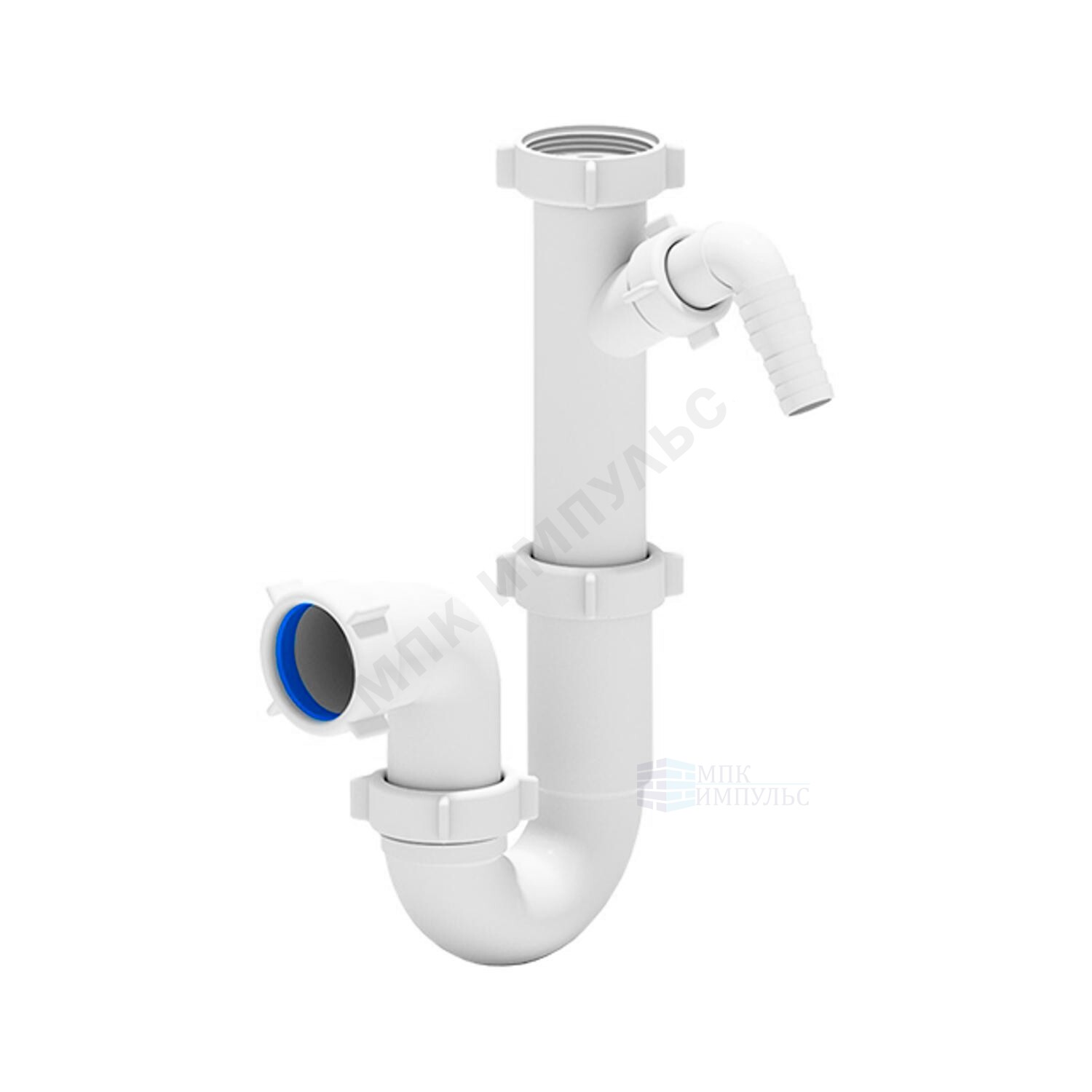 Сифон для умывальника/мойки трубный 1 1/2"x40 с отводом (штуцером) без выпуска АНИ Пласт D1020
