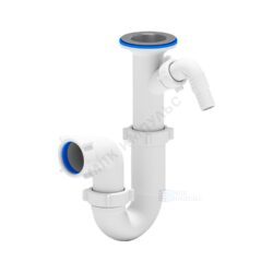 Сифон для умывальника/мойки трубный 1 1/2"x40 с отводом (штуцером) литой выпуск с нержавеющей решёткой D=70мм АНИ Пласт D2000