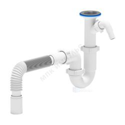 Сифон для умывальника/мойки трубный 1 1/2"x40 с гофрой 40х40 с отводом (штуцером) литой выпуск с нержавеющей решёткой D=70мм АНИ Пласт D2005