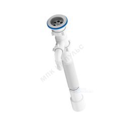 Сифон для умывальника/мойки гофрированный 1 1/2"x40/50 с отводом (штуцером) выпуск с нержавеющей решёткой D=70мм АНИ Пласт G108