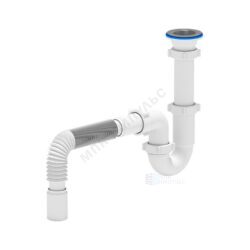 Сифон для умывальника/мойки трубный 1 1/2"x40 с гофрой 40х40 выпуск с нержавеющей решёткой D=70мм АНИ Пласт D0105