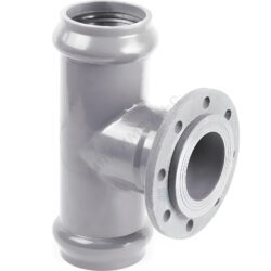 Тройник НПВХ SDR26 Дн 160х150 Ру10 серый напорный раструб/фланец под соединение с уплотнительным кольцом фланец сталь Хемкор 2181142