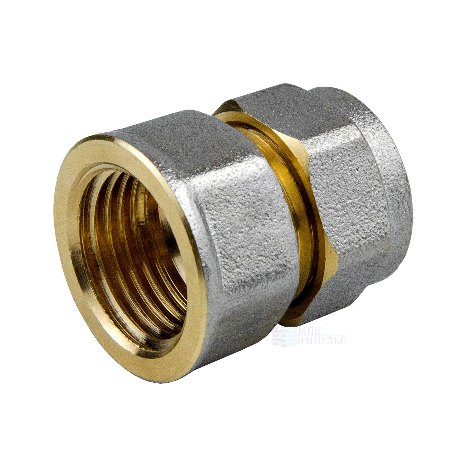 Муфта МП латунь никель обжим Дн 20х1/2" ВР ГОСТ 32415-2013 7002 Aquasfera 7002-03 . — изображение 10