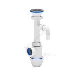 Сифон для умывальника/мойки бутылочный 1 1/2"x40 с отводом (штуцером) выпуск с нержавеющей решёткой D=70мм Ани АНИ Пласт C0300