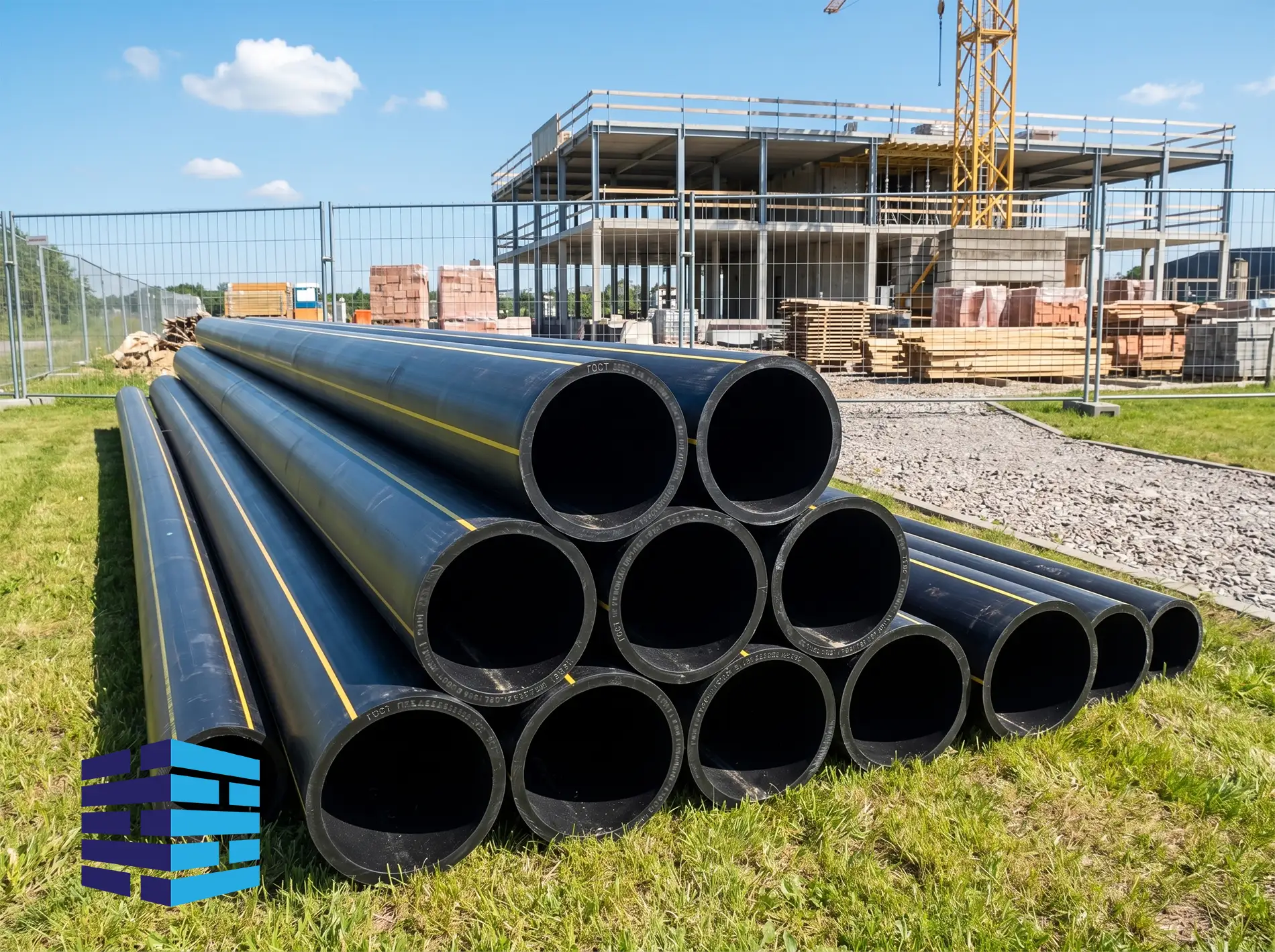 Доставка трубы для газоснабжения пластиковой.